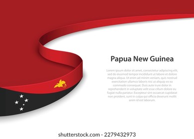 Wave flag of Papua New Guinea with copyspace background. Banner or ribbon vector template