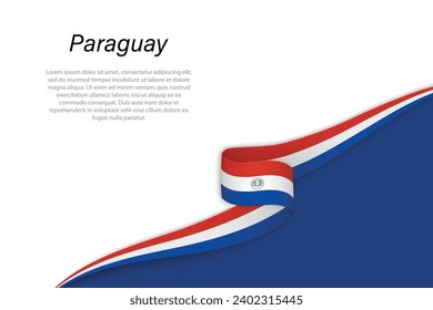 Wave flag of Paraguay with copyspace background. Banner or ribbon vector template