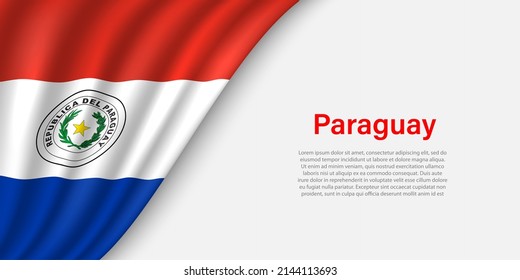 Wave flag of Paraguay on white background. Banner or ribbon vector template for independence day