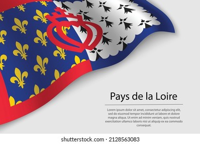 Wave flag of Pays de la Loire is a region of France. Banner or ribbon vector template