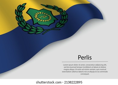 Wave Fahne von Perlis ist eine Region von Malaysia. Banner- oder Bandvektorvorlage