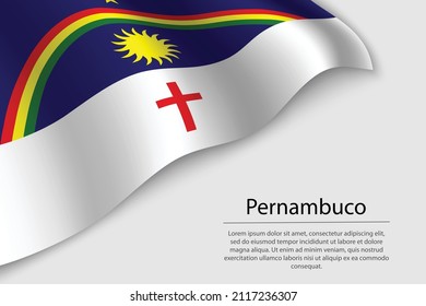 Wave flag of Pernambuco is a state of Brazil. Banner or ribbon vector template