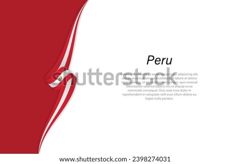 Wave flag of Peru with copyspace background. Banner or ribbon vector template