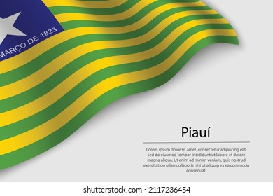 Bandera ondulada de Piaui es un estado de Brasil. Plantilla vectorial de banderas o cintas