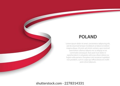 Wave flag of Poland with copyspace background. Banner or ribbon vector template