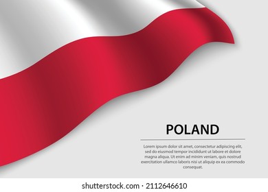 Wave flag of Poland on white background. Banner or ribbon vector template for independence day