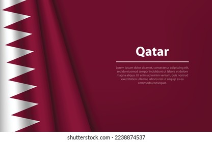 Wave flag of Qatar with copyspace background. Banner or ribbon vector template for independence day