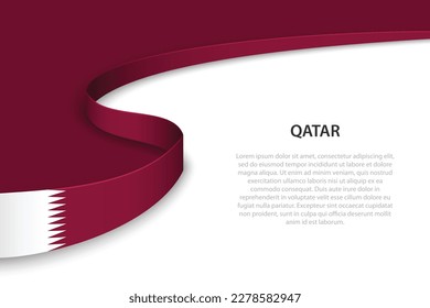 Wave flag of Qatar with copyspace background. Banner or ribbon vector template