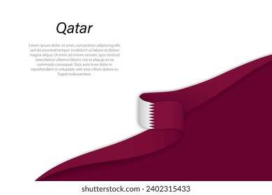 Wave flag of Qatar with copyspace background. Banner or ribbon vector template