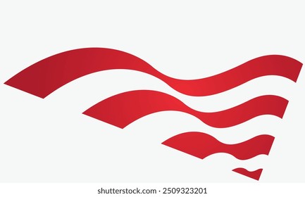 Wave flag red white modern abstract background