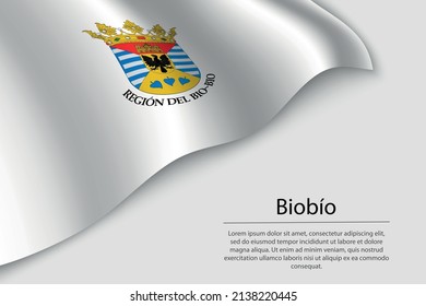 Wave flag of Biobío is a region of Chile. Banner or ribbon vector template