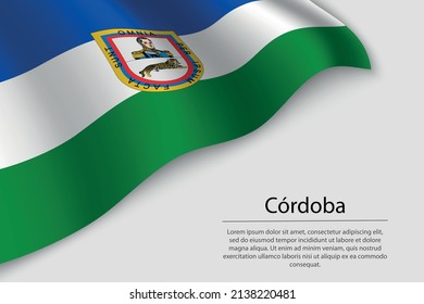 Wave flag of Córdoba is a region of Colombia. Banner or ribbon vector template