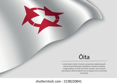 Wave flag of Ōita is a region of Japan. Banner or ribbon vector template