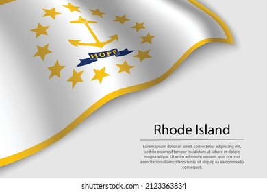 Wave flag of Rhode Island is a state of United States. Banner or ribbon vector template