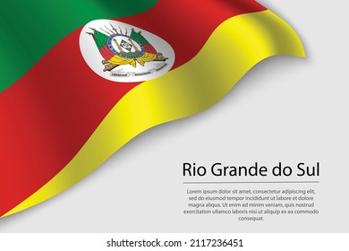 Wave flag of Rio Grande do Sul is a state of Brazil. Banner or ribbon vector template