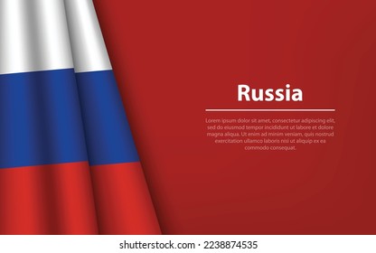 Wave flag of Russia with copyspace background. Banner or ribbon vector template for independence day