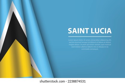 Wave flag of Saint Lucia with copyspace background. Banner or ribbon vector template for independence day