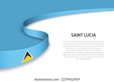 Wave flag of Saint Lucia with copyspace background. Banner or ribbon vector template