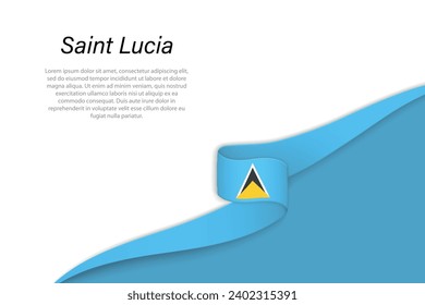 Wave flag of Saint Lucia with copyspace background. Banner or ribbon vector template