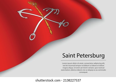 Wave flag of Saint Petersburg is a region of Russia. Banner or ribbon vector template