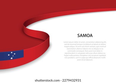 Wave flag of Samoa with copyspace background. Banner or ribbon vector template