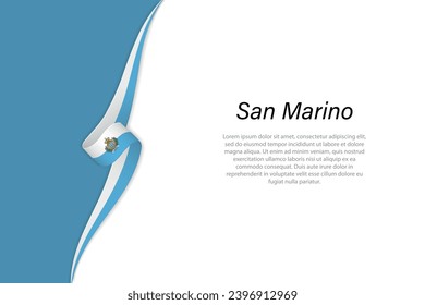 Wave flag of San Marino with copyspace background. Banner or ribbon vector template