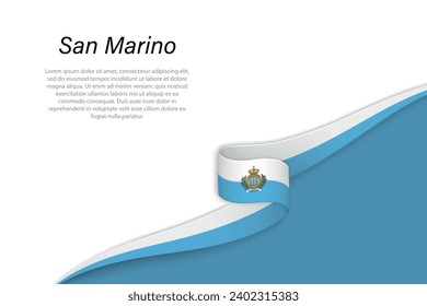 Wave flag of San Marino with copyspace background. Banner or ribbon vector template