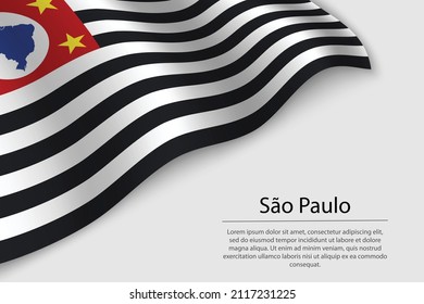 Wave flag of Sao Paulo is a state of Brazil. Banner or ribbon vector template