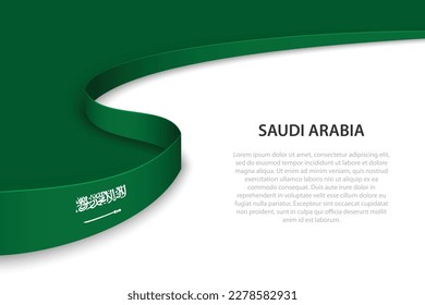 Wave flag of Saudi Arabia with copyspace background. Banner or ribbon vector template