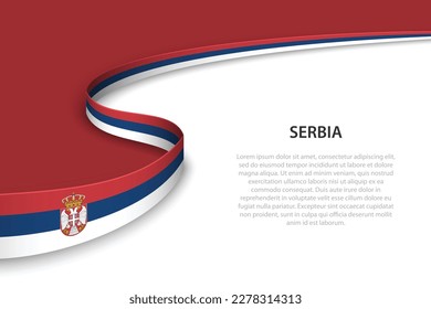 Wave flag of Serbia with copyspace background. Banner or ribbon vector template