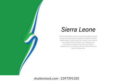 Wave flag of Sierra Leone with copyspace background. Banner or ribbon vector template