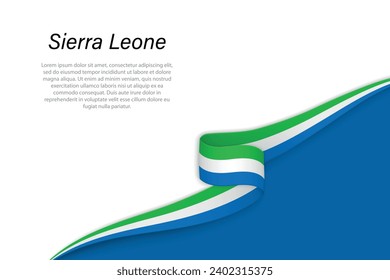 Wave flag of Sierra Leone with copyspace background. Banner or ribbon vector template