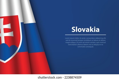 Wave flag of Slovakia with copyspace background. Banner or ribbon vector template for independence day