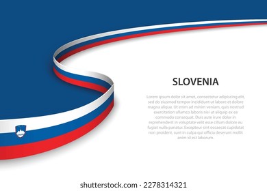 Wave flag of Slovenia with copyspace background. Banner or ribbon vector template
