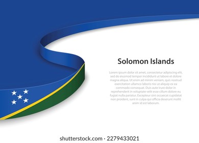Wave flag of Solomon Islands with copyspace background. Banner or ribbon vector template