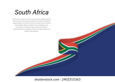 Wave flag of South Africa with copyspace background. Banner or ribbon vector template