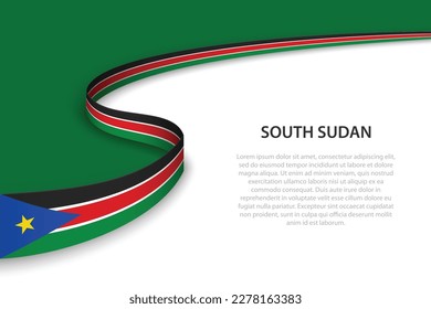 Wave flag of South Sudan with copyspace background. Banner or ribbon vector template