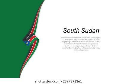 Wave flag of South Sudan with copyspace background. Banner or ribbon vector template