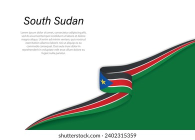 Wave flag of South Sudan with copyspace background. Banner or ribbon vector template