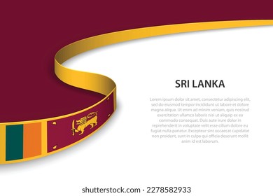 Wave flag of Sri Lanka with copyspace background. Banner or ribbon vector template