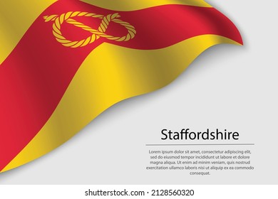 Wave flag of Staffordshire is a county of England. Banner or ribbon vector template