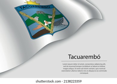 Bandera ondulada de Tacuarembó es un estado de Uruguay. Plantilla vectorial de banderas o cintas