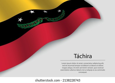 Bandera ondulada del Táchira es un estado de Venezuela. Plantilla vectorial de banderas o cintas