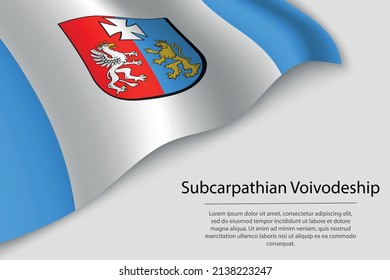 Wave flag of Subcarpathian Voivodeship is a region of Poland. Banner or ribbon vector template