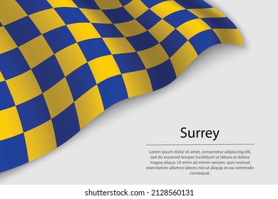Wave flag of Surrey is a county of England. Banner or ribbon vector template