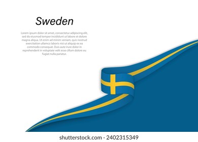 Wave flag of Sweden with copyspace background. Banner or ribbon vector template