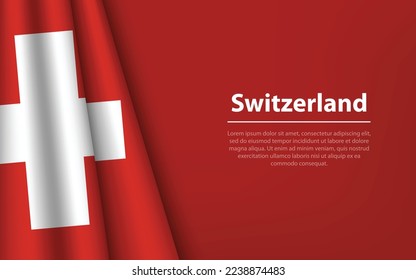 Wave flag of Switzerland with copyspace background. Banner or ribbon vector template for independence day