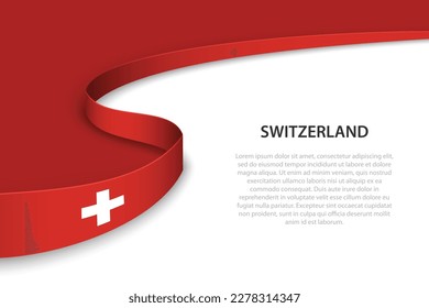 Wave Fahne der Schweiz mit Kopienraum-Hintergrund. Banner- oder Bandvektorvorlage