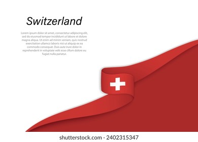 Wave Fahne der Schweiz mit Kopienraum-Hintergrund. Banner- oder Bandvektorvorlage