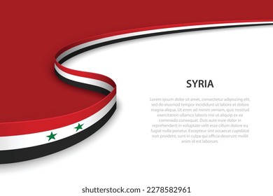 Wave flag of Syria with copyspace background. Banner or ribbon vector template